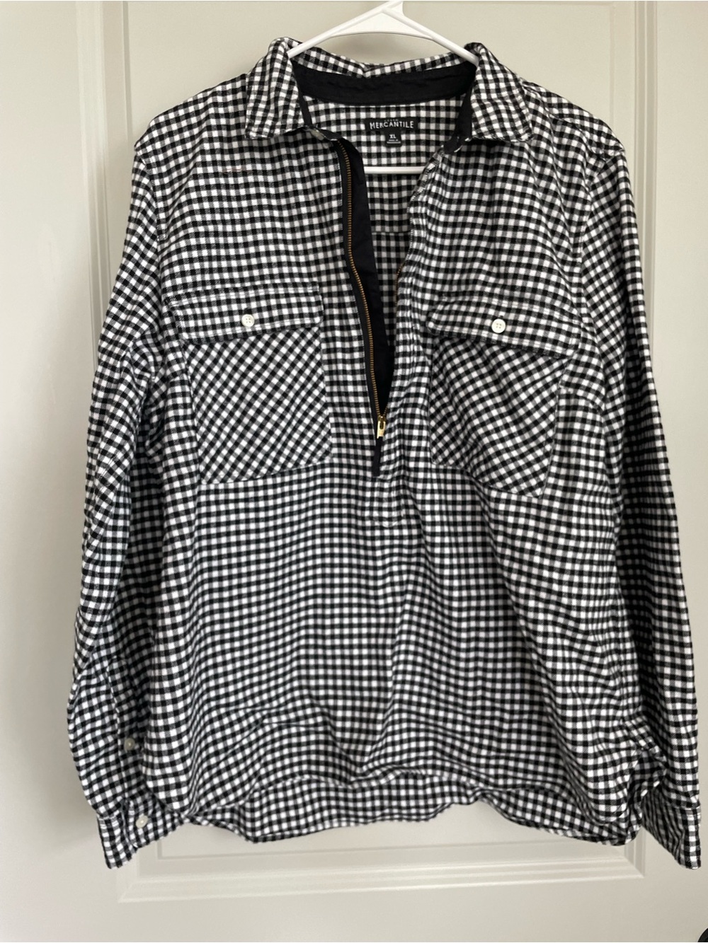 J.Crew Mercantile Gingham Quarter Zip Popover Shirt XL | Preppy Americana